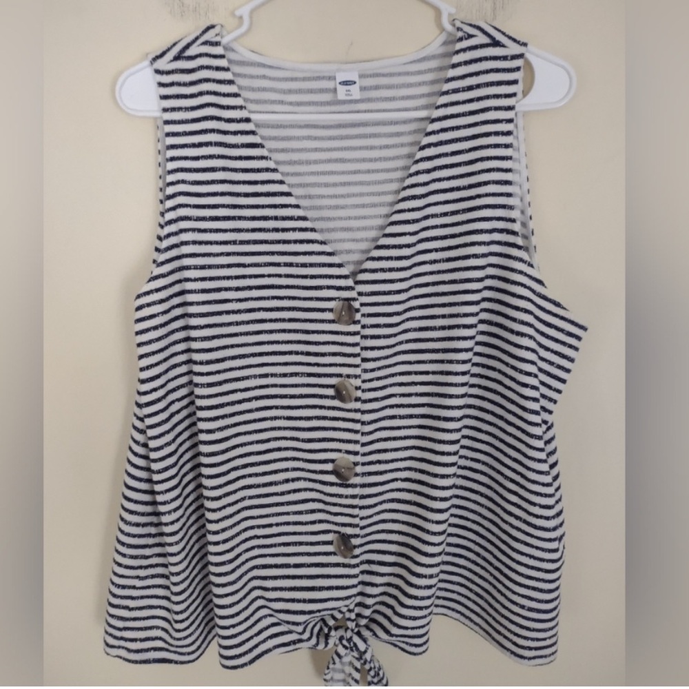 Old Navy Blue and White Striped Tank Top XXL EUC